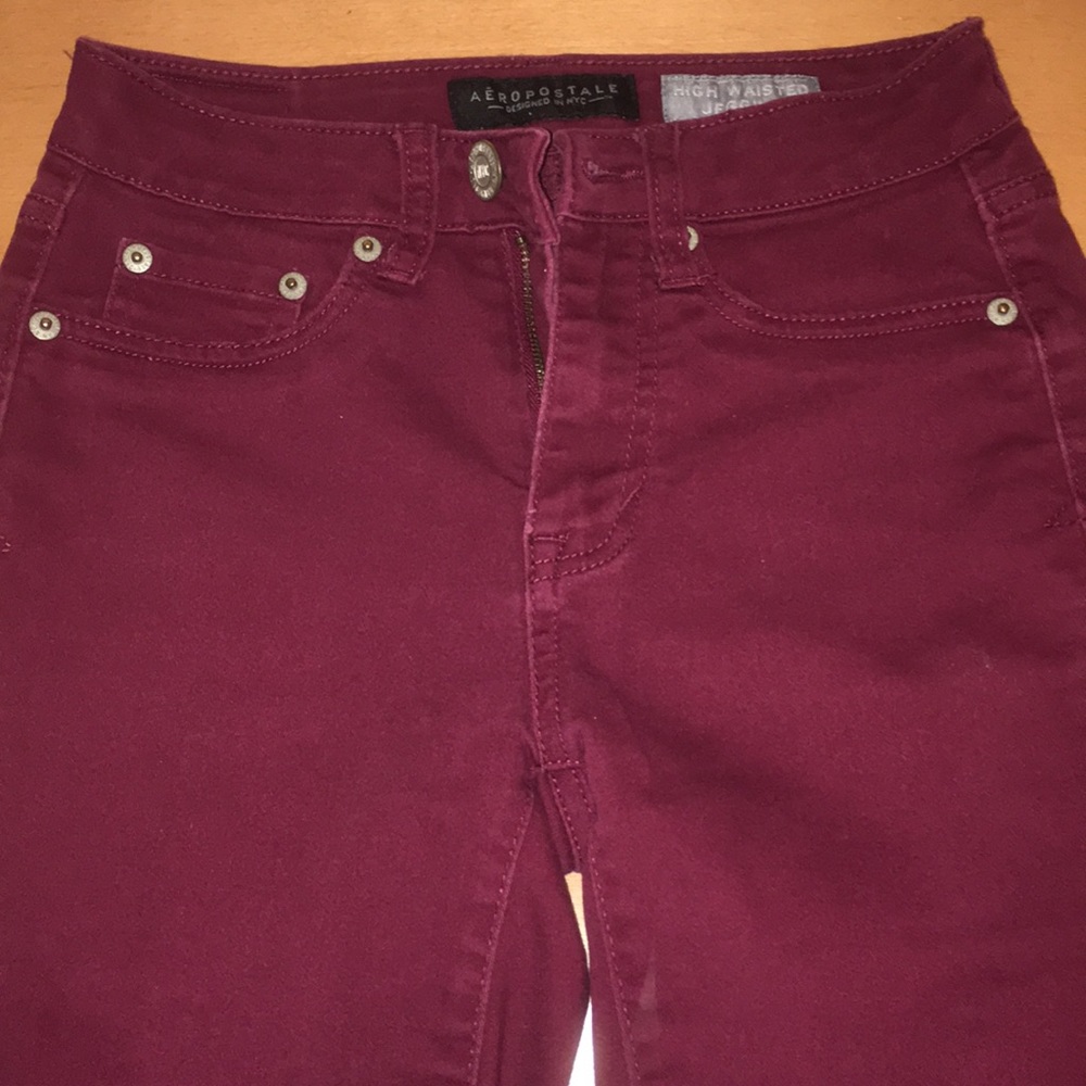 Aeropostale Maroon High Waisted Jeans